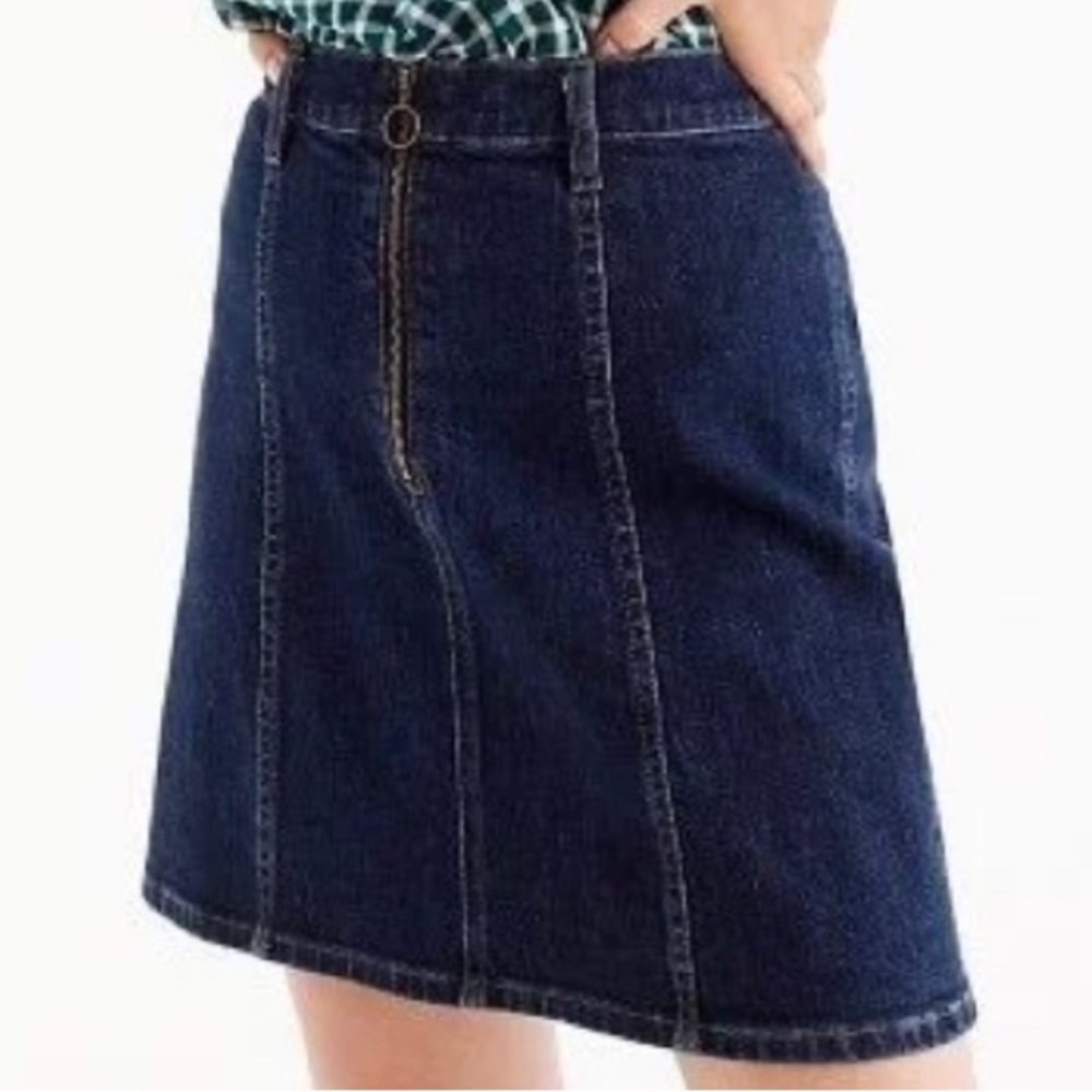 J. Crew Retro Zip Front Denim Jean Mini Skirt | Size 27